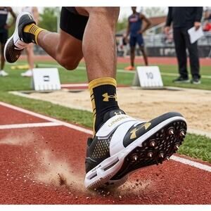 Under Armour HOVR Skyline LJ Long Jump Spikes Black Gold Men 9.5 Women 11